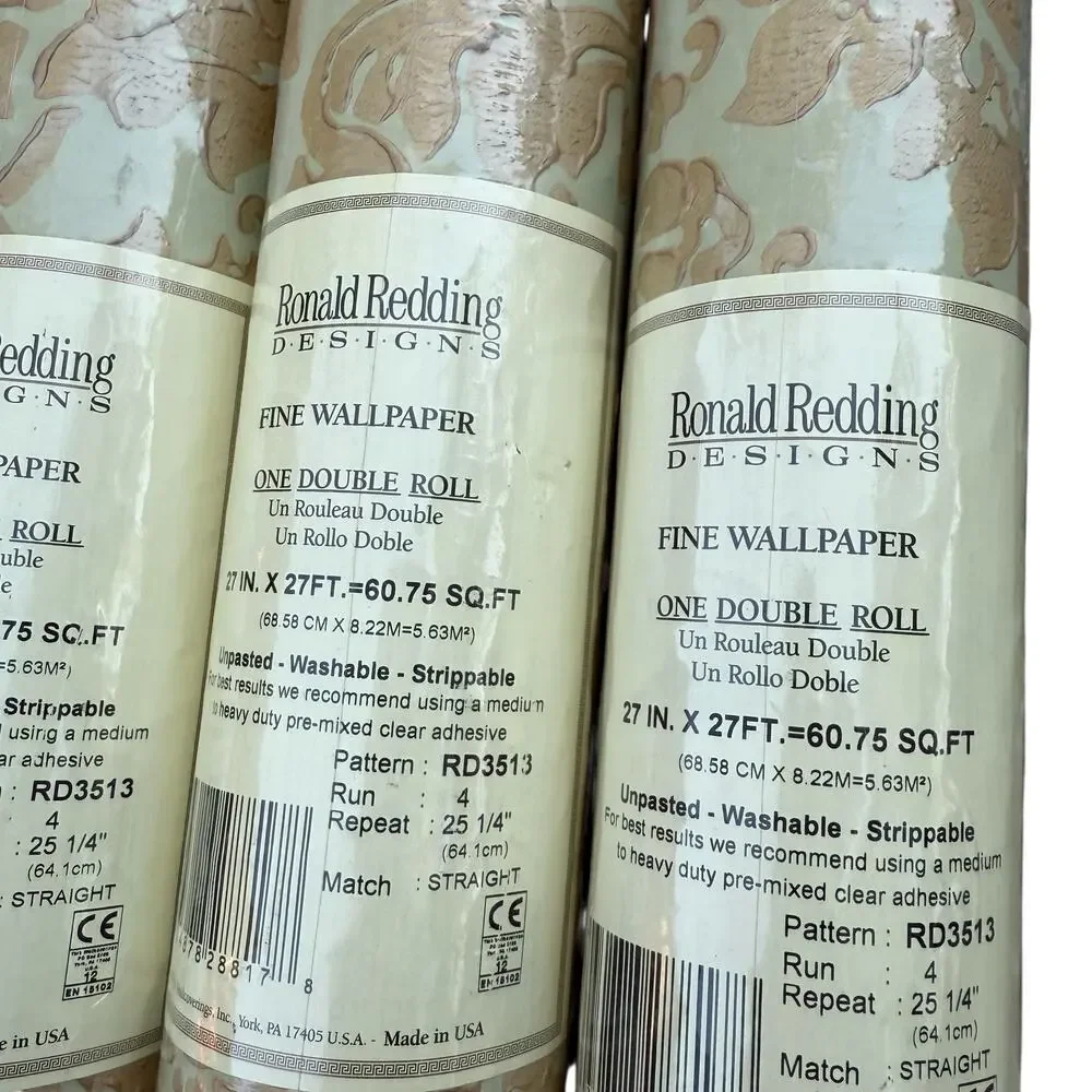 Ronald Redding Designs Fine Wallpaper Damask Gold Washable Style One Roll $153